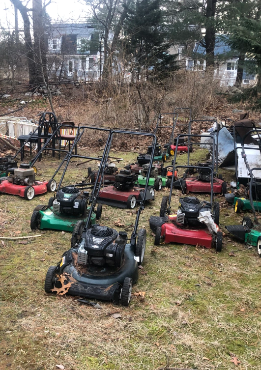 area with some grass cutting machines